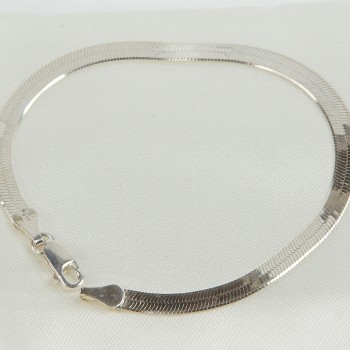 Sterling Silver Plain Flat Herringbone Bracelet (7.5inches)