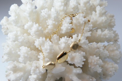 Sterling Silver/Yellow Gold Plated 3 Bean Bracelet