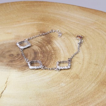 Sterling Silver Open Fancy Diamond Shape Bracelet