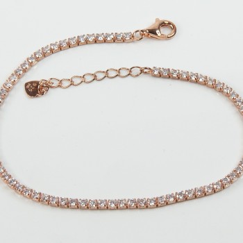 Sterling Silver/Rose Gold Plated CZ Tennis Bracelet