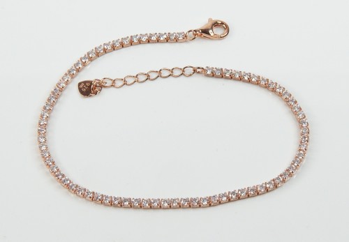 Sterling Silver/Rose Gold Plated CZ Tennis Bracelet