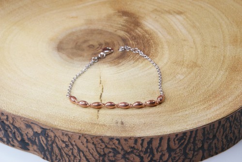 Sterling Silver/Rose Gold Plated Bean Bracelet