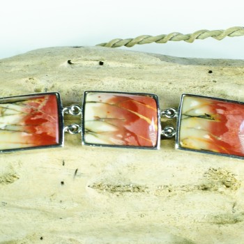 Sterling Silver Red Jasper Link Bracelet