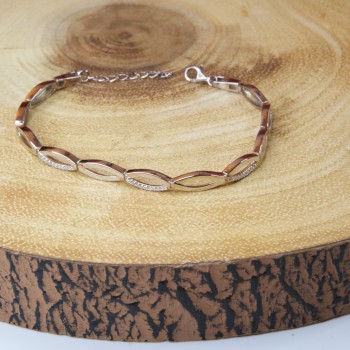 Sterling Silver/CZ Alternate Oval Bracelet