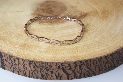Sterling Silver/CZ Alternate Oval Bracelet