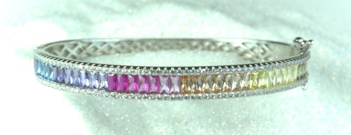 Sterling Silver Multi Coloured Bangle