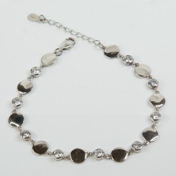 Sterling Silver/CZ Disc Bracelet