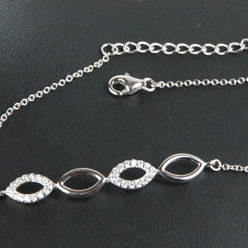 Sterling Silver/CZ Oval Bracelet