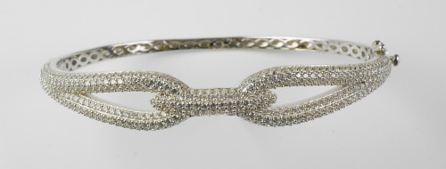 Sterling Silver/CZ 2 Loops Bangle