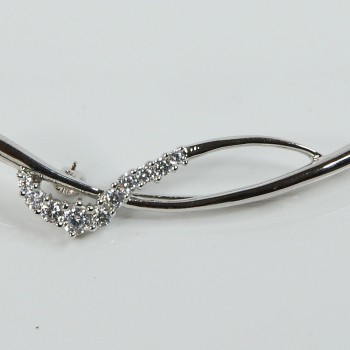 Sterling Silver/CZ Swish Brooch