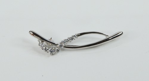 Sterling Silver/CZ Swish Brooch