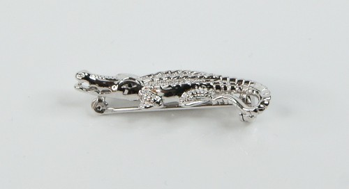 Sterling Silver/CZ Crocodile Brooch