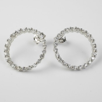Sterling Silver/CZ Open Circle Stud Earrings