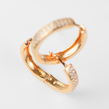 Rose Gold Plated on Sterling Silver/CZ Creole Earrings