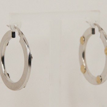 Sterling Silver/Yellow Gold Plated Rivet Creole Earrings