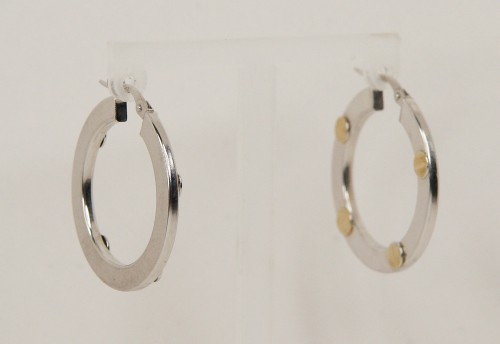 Sterling Silver/Yellow Gold Plated Rivet Creole Earrings