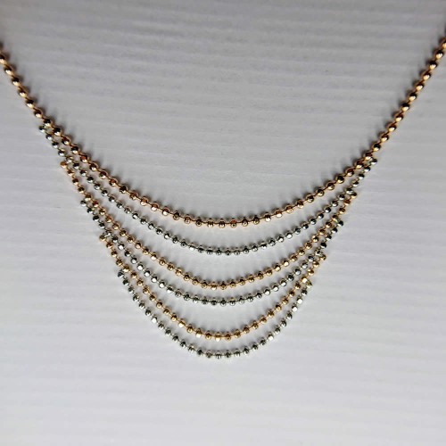 Sterling Silver Rose Gold Plated Graduated Plug Chain Necklet