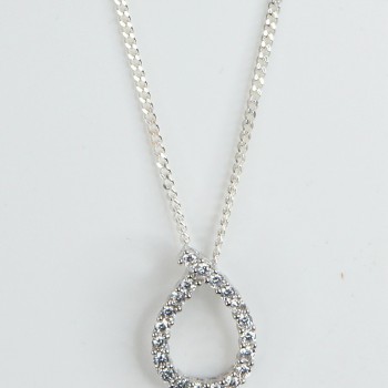 Sterling Silver/CZ Hoop Pendant and Chain