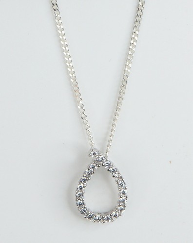 Sterling Silver/CZ Hoop Pendant and Chain