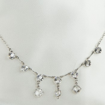 Sterling Silver Crystal Drop Necklace
