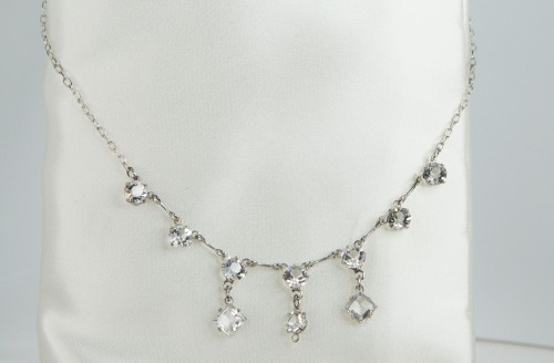Sterling Silver Crystal Drop Necklace