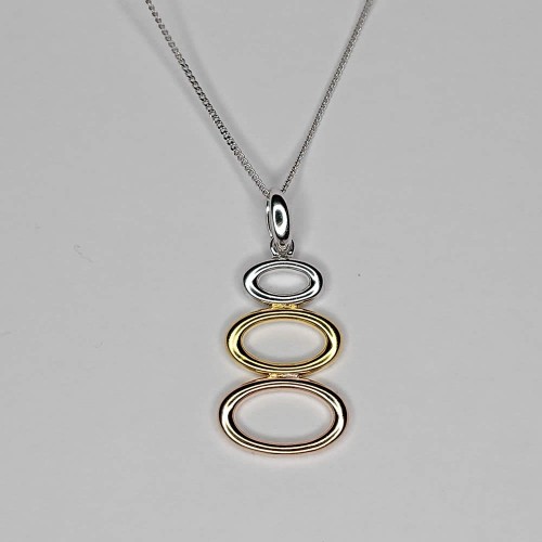 Sterling Silver/Rose Gold Plated/Yellow Gold Plated 3 Graduated Pendant and Chain