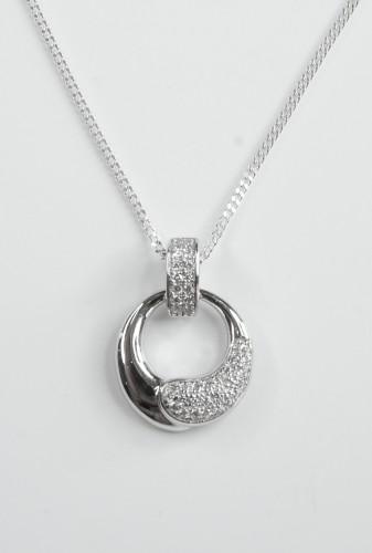 Sterling Silver/CZ Wave Penant and Chain