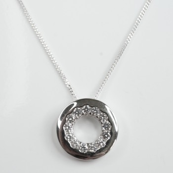 Sterling Silver/CZ Circle Pendant and Chain