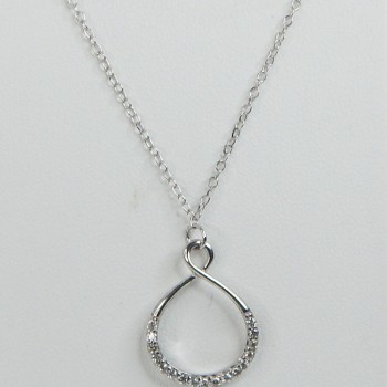 Sterling Silver/CZ Open Circle Pendant and Chain
