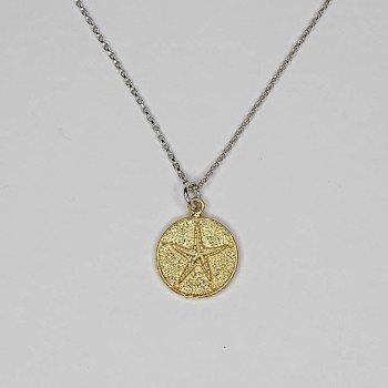 Sterling Silver and Yellow Gold Plated Starfish Pendant and Chain