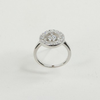 Sterling Silver/CZ Open Round Cluster Ring - Size L1/2