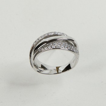 Sterling Silver/CZ Fancy Crossover Ring -Size L